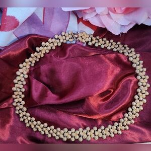 Vintage Gold Tone Textured Choker Length Pinch Close Clasp Necklace